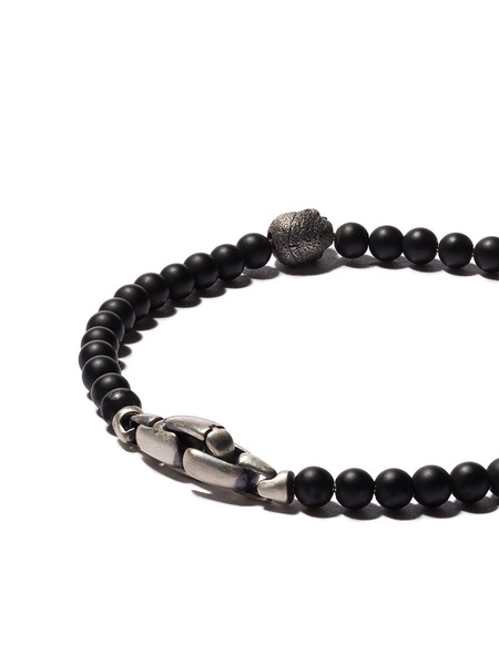 sterling silver Memento Mori Skull Station onyx bracelet