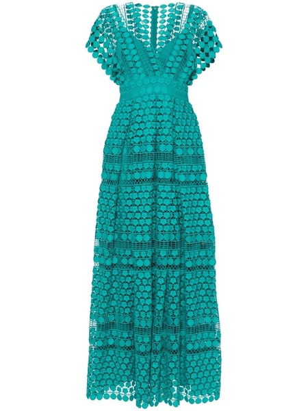 macrame silk maxi dress