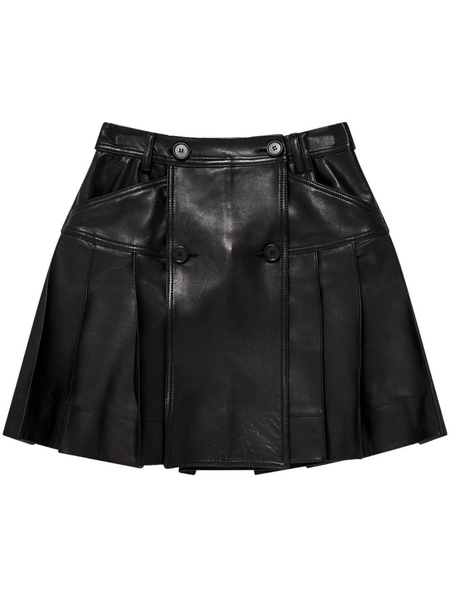 pleated leather miniskirt