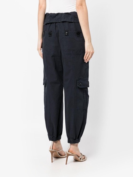 drawstring-waist tapered cotton trousers