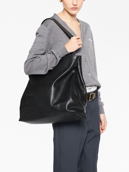 leather embossed-logo shoulder bag