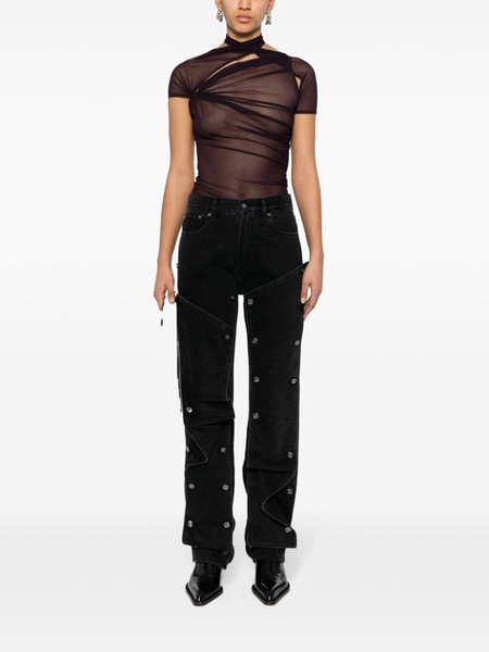 asymmetric draped mesh top