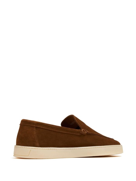 almond-toe suede loaders