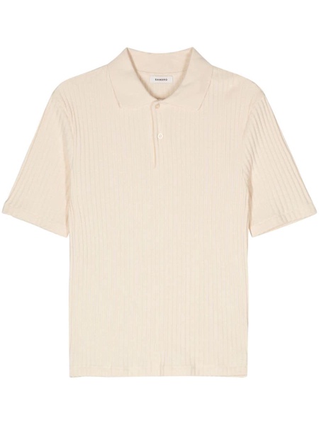 ribbed-knit polo shirt