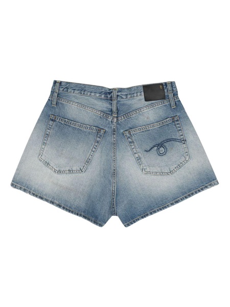 stained denim shorts