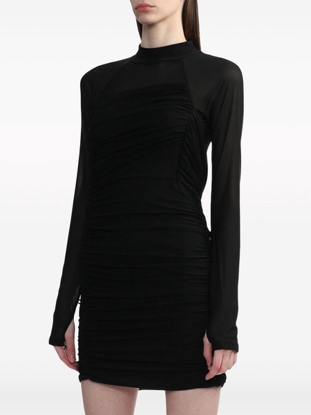 ruched long-sleeve minidress