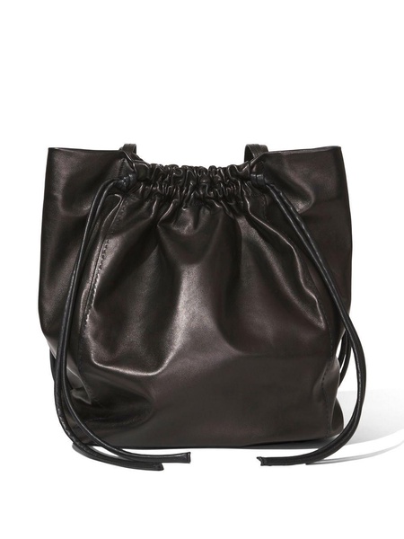 drawstring leather tote bag