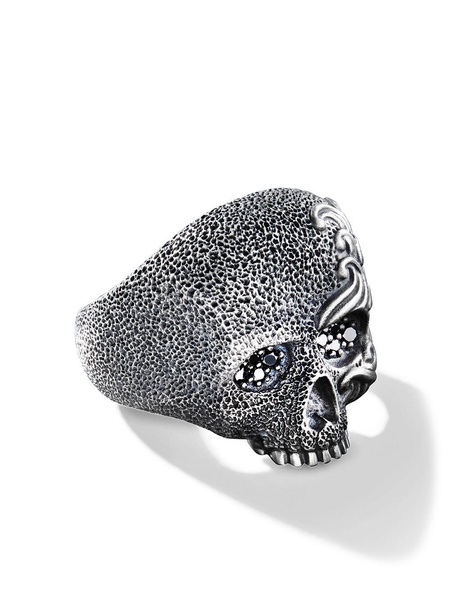 sterling silver Waves Skull diamond ring