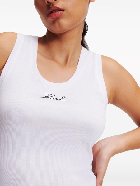 logo-embroidered ribbed tank top