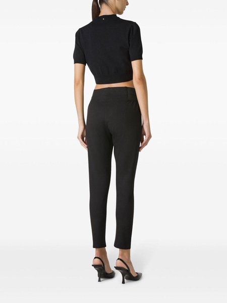 elasticated-waistband tapered trousers 