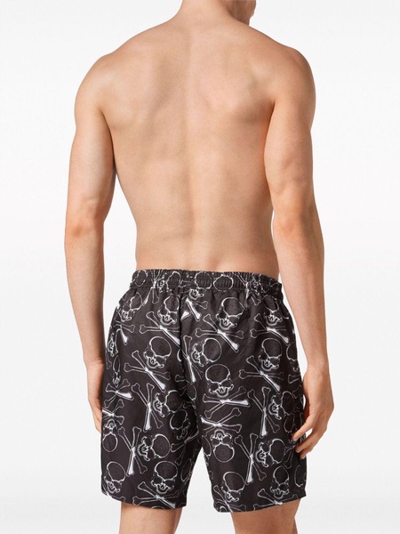 skull-print drawstring swim trunks