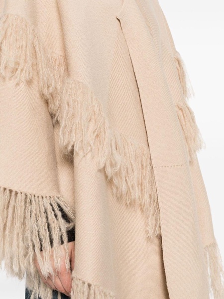 fringed wool-blend cape