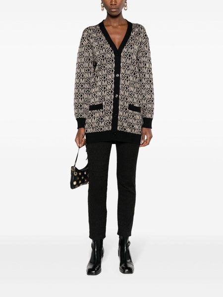 logo-jacquard virgin wool cardigan