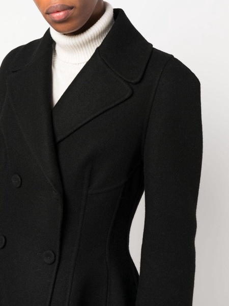 A-line double-breasted wool coat