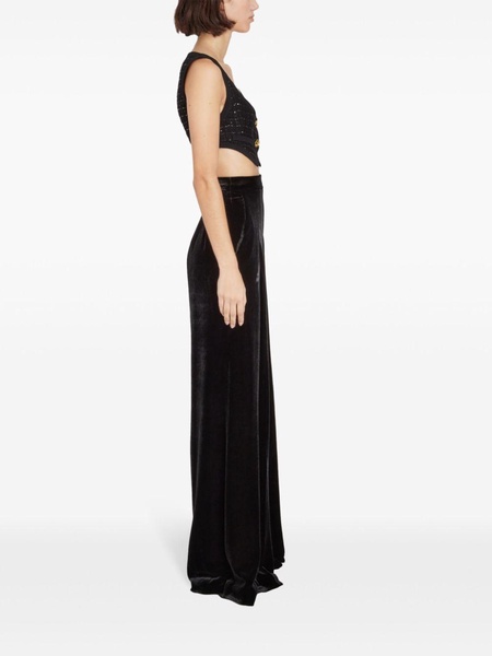 high-rise wide-leg velvet trousers