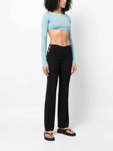 stripe-jacquard wool cropped top