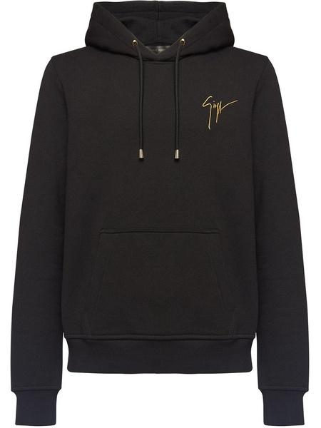 embroidered logo drawstring hoodie