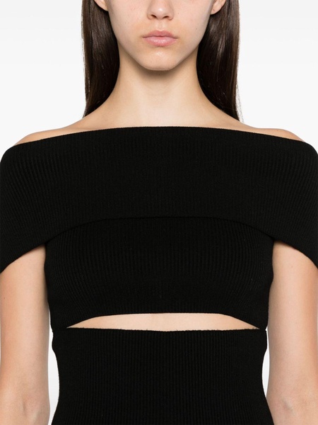 Black Knitted Cut-Out Top