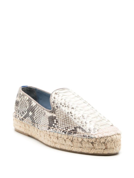 snakeskin-effect round-toe espadrilles