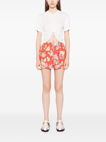 floral-print cotton shorts