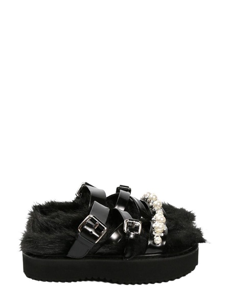 faux fur platform sandal