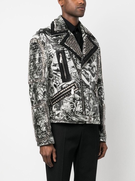 tattoo-print biker jacket 