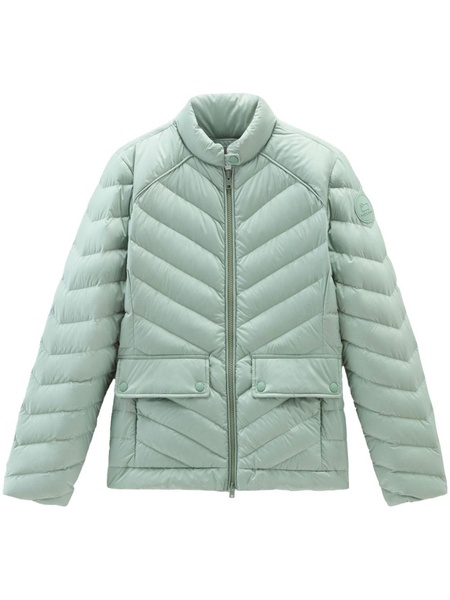 logo-appliqué chevron-quilted puffer jacket