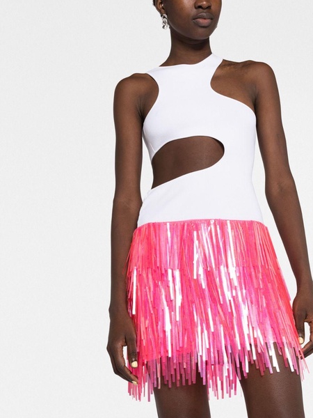 fringe-design tiered mini skirt