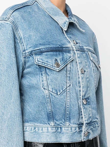 buttoned cropped denim jacket 