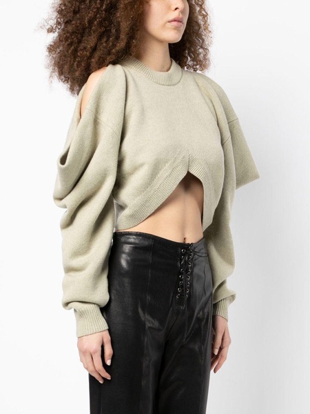 draped-sleeve knit jumper