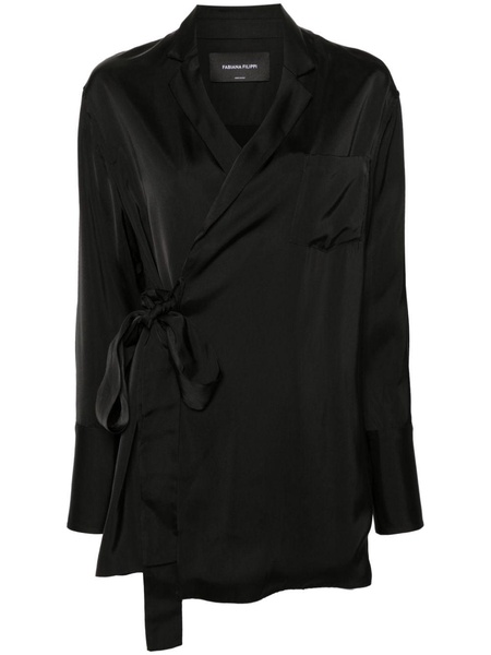 open-front satin blazer