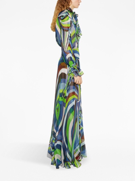 Iride-print silk maxi skirt