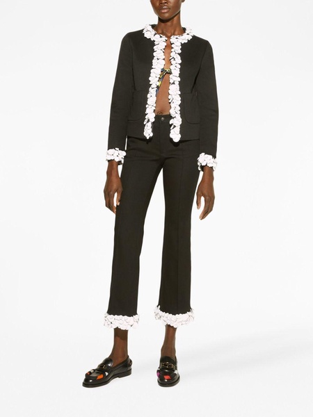 floral-appliqué cotton jacket