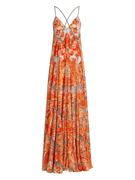 patterned-jacquard gown