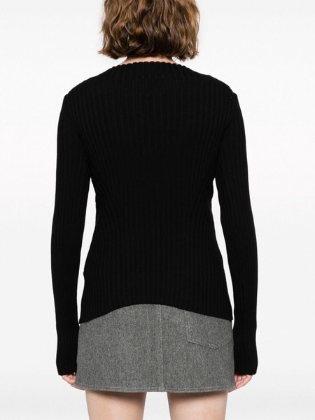 cut-out ribbed knitted top