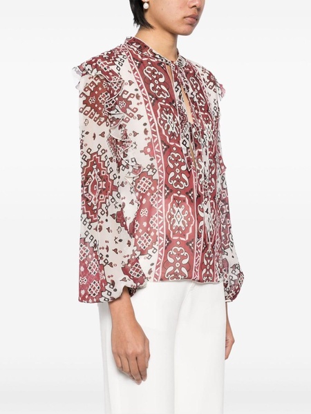 graphic-print silk blouse