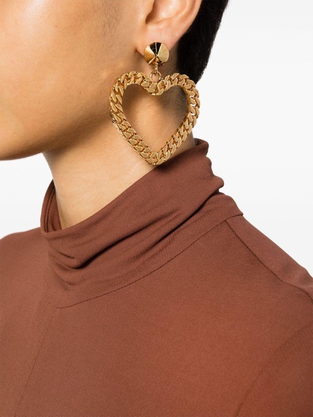 heart-shape chain-link clip-on earrings