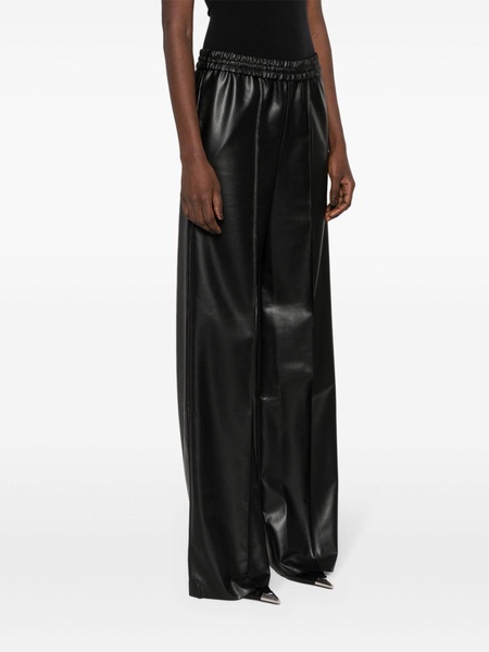 elasticated faux-leather trousers