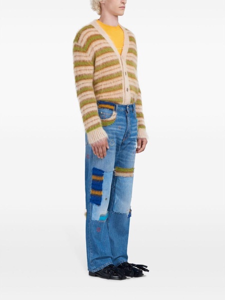 patchwork straight-leg jeans