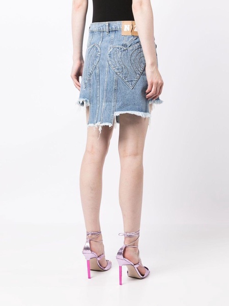 asymmetric denim mini skirt