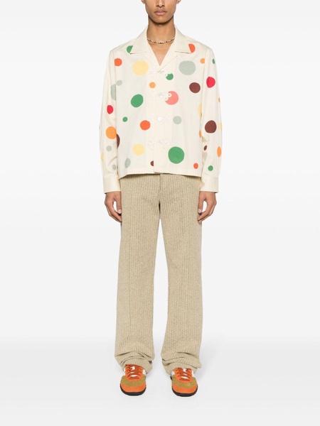 Neutral Dot-Appliqué Cotton Shirt