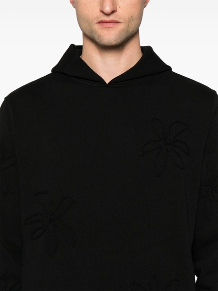 floral-appliqué cotton hoodie