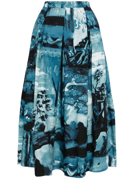 graphic-print pleated skirt