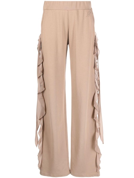 ruffled-trim wide-leg trousers