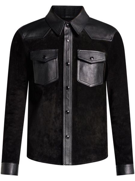 leather trim suede shirt