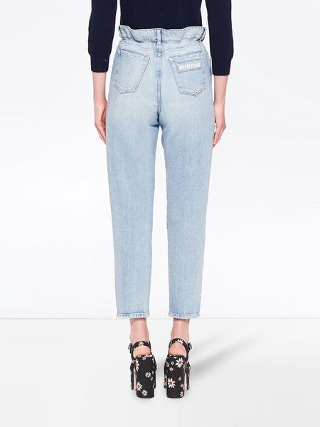 high-waisted straight-leg jeans