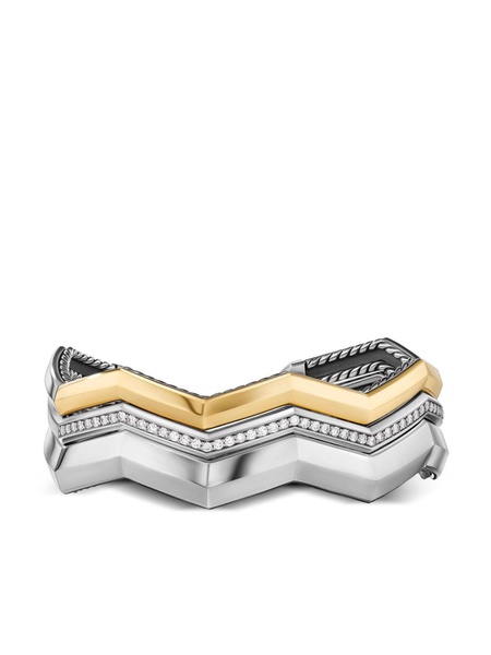 sterling silver and 18kt yellow gold Stax diamond cuff bracelet