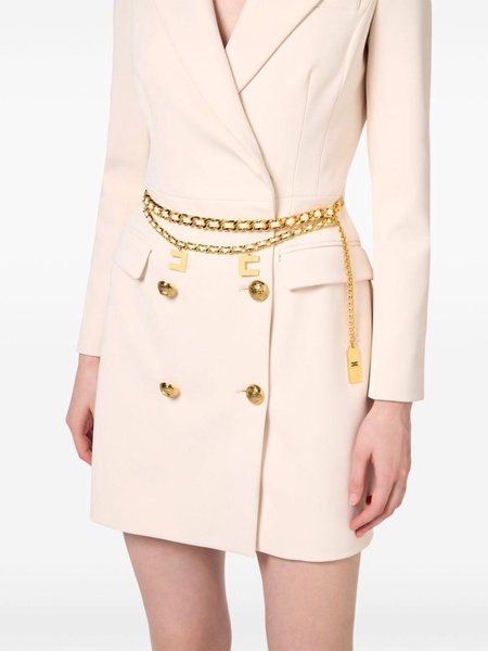 belted crêpe blazer dress