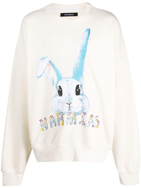 rhinestone-embellished logo-print cotton sweatshirt