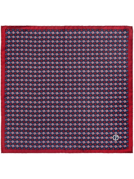 monogram-print silk pocket square